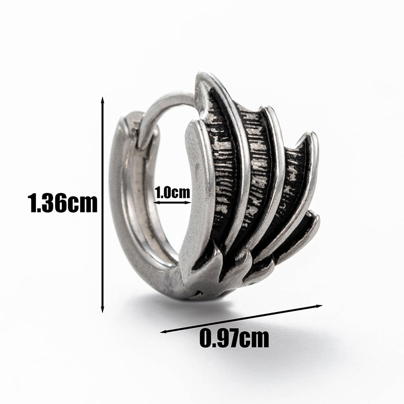 Men's Stainless Steel Casting Rose Skull Snake-shaped Earrings