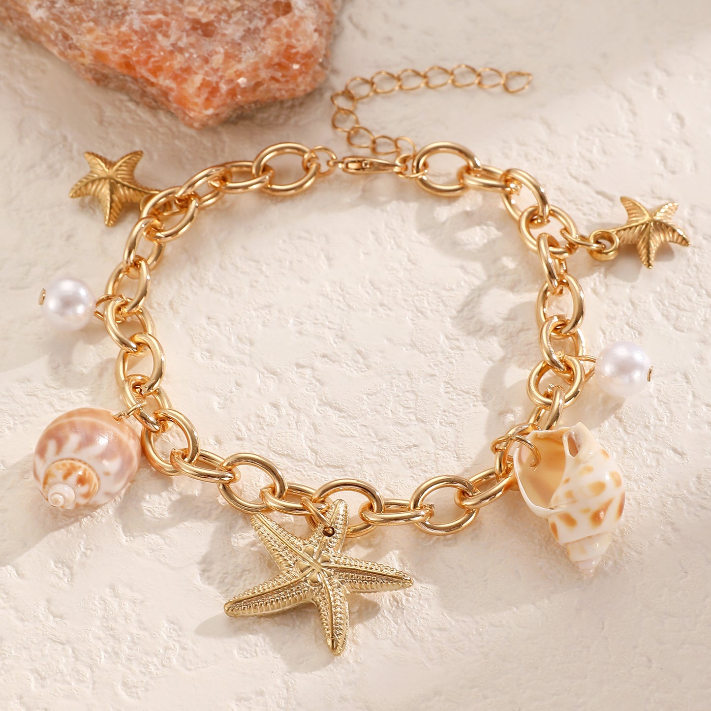 Beach Double Layer Starfish Three-piece Fashion Suit Female Summer Earrings