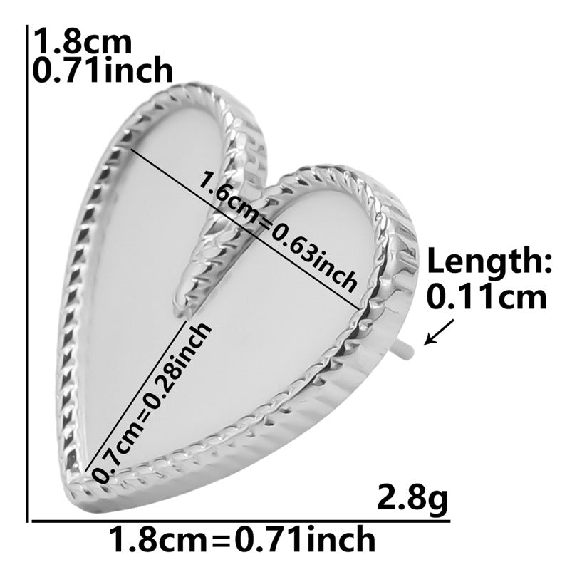 Stainless Steel Heart-shaped Base Support Titanium Piercing Stud Earrings