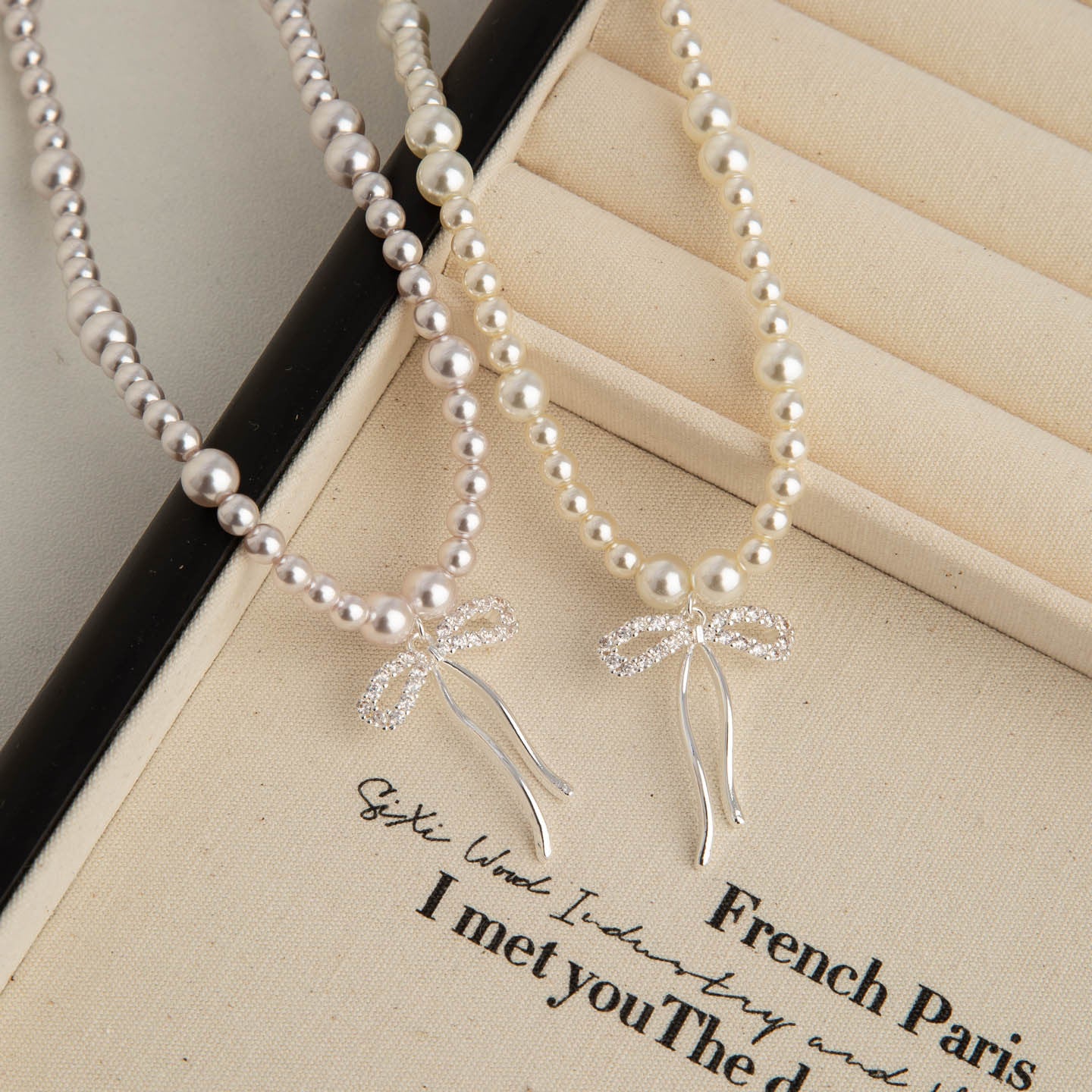 Bow Tassel Pearl Female Light Luxury Minority High Sense Temperament Necklace