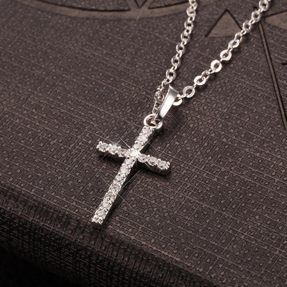 Creative Inlaid Rhinestone Cross With Diamond Fashion Jewelry Set