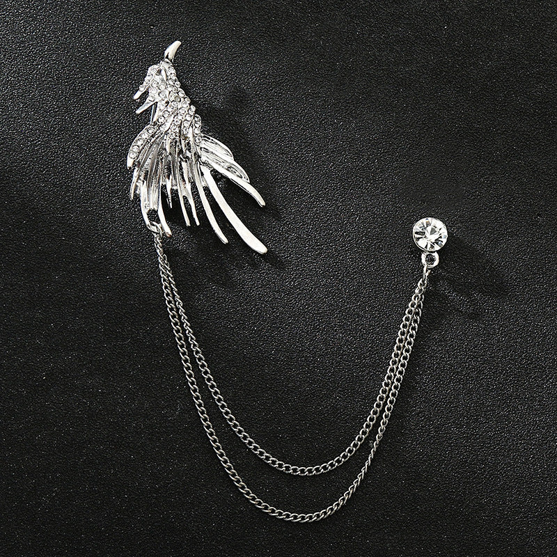 Men's Diamond Eagle Deer Head Domineering Brooch Bow Tie Brooches