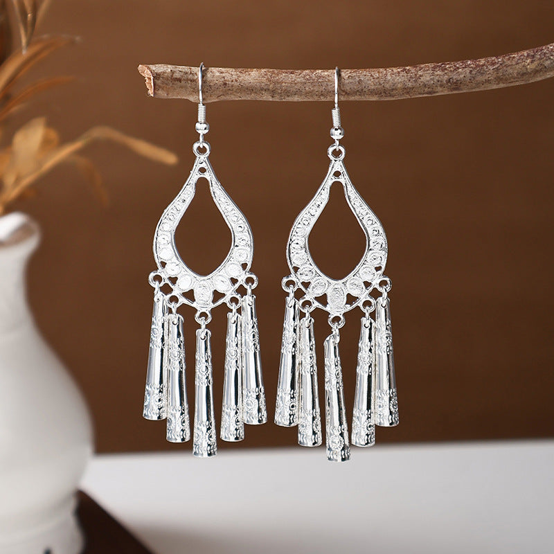 Women's Ethnic Style Imitation Miao Sier Colorful Earrings