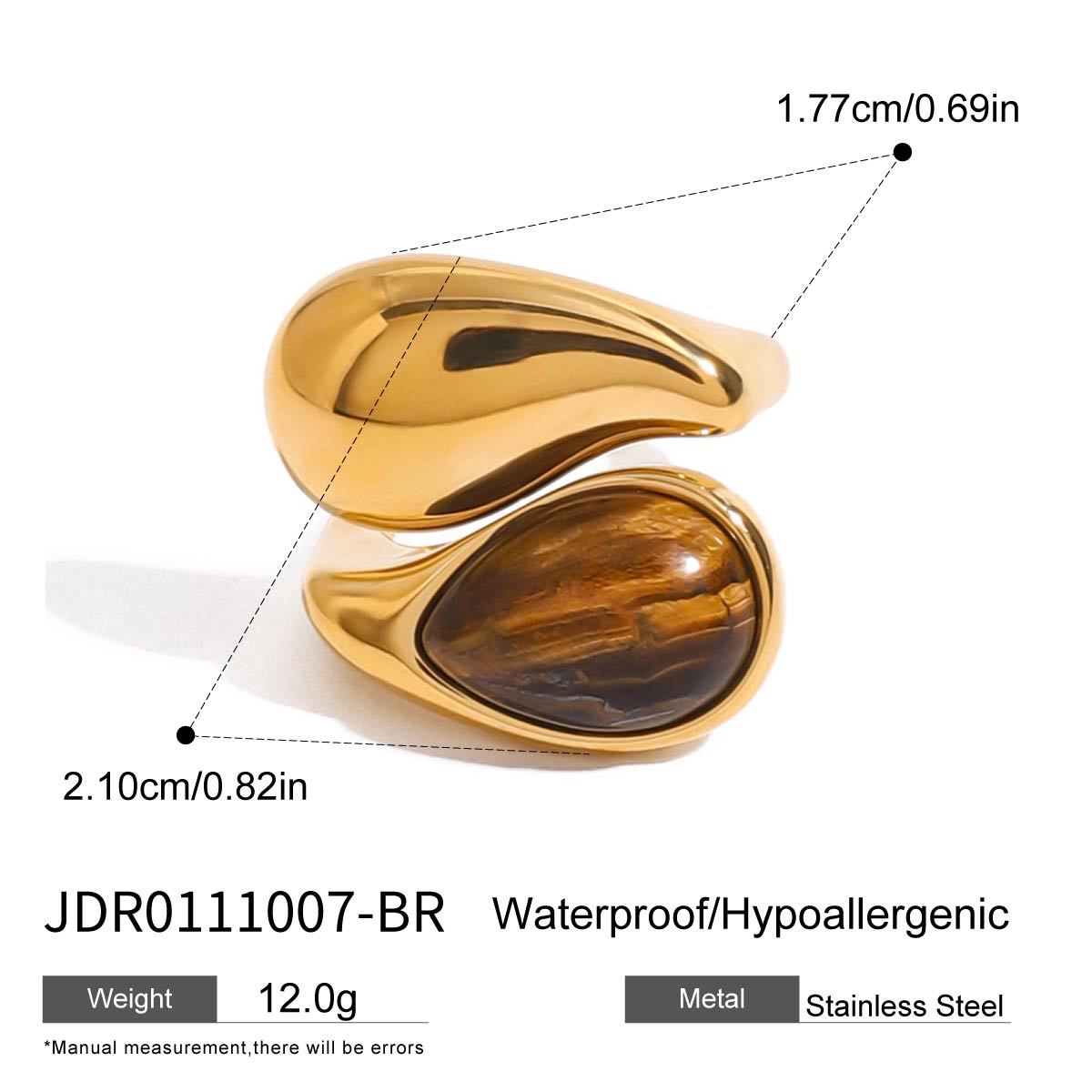 French Retro Gemstone Open Style Natural Stone Titanium Ring