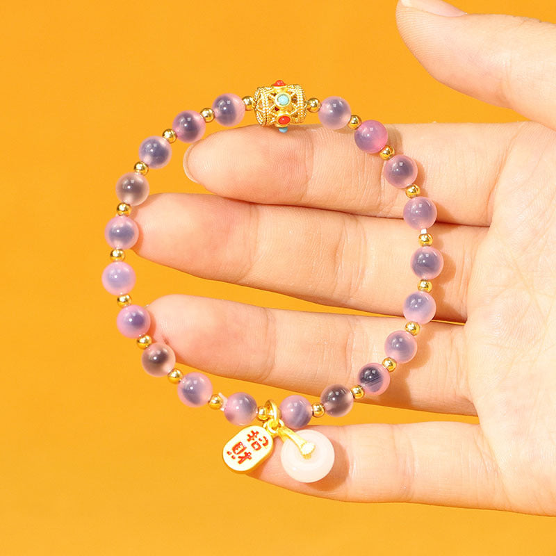 Agate Half Female Peace Buckle Lucky Light Luxury Temple Cultural Bracelet