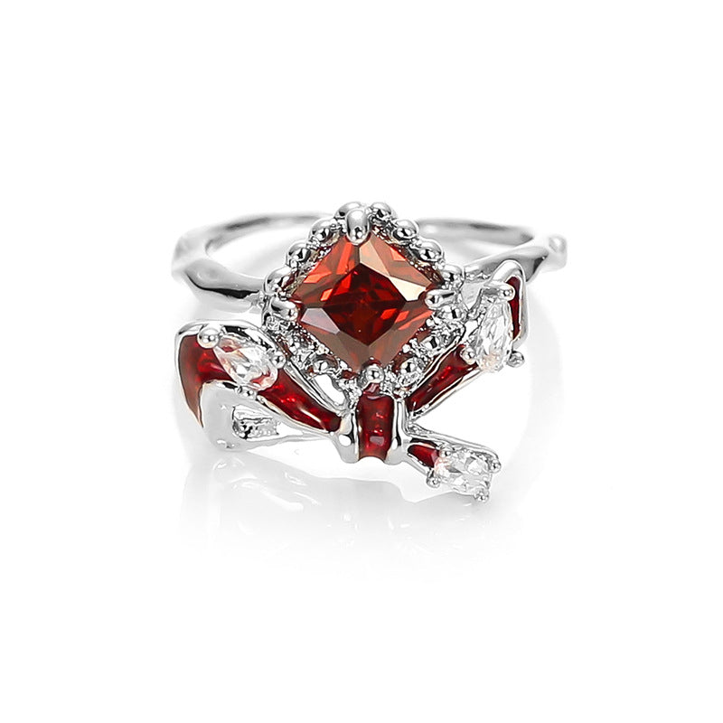 Women's Style Red Geometric Personality Summer Niche Rings