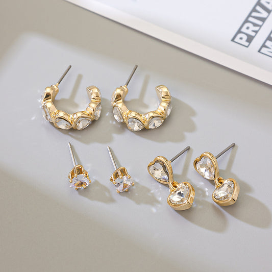 Temperament Earings Shaped Love Micro Inlaid Stud Earrings
