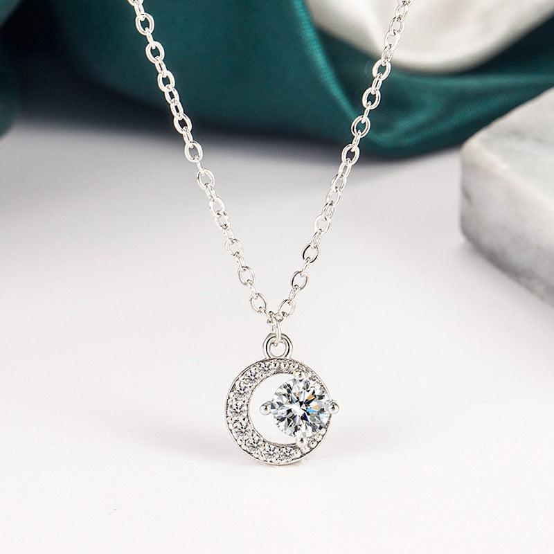 Women's Crescent Shiny Zircon For Light Luxury Necklace
