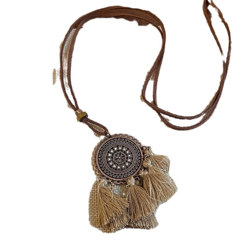 Bohemian Vacation Style Brown Tassel Female Necklaces