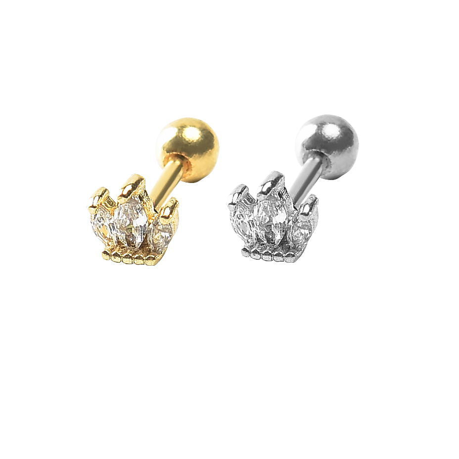 Inlaid Nail Straight Rod Stainless Steel Stud Earrings