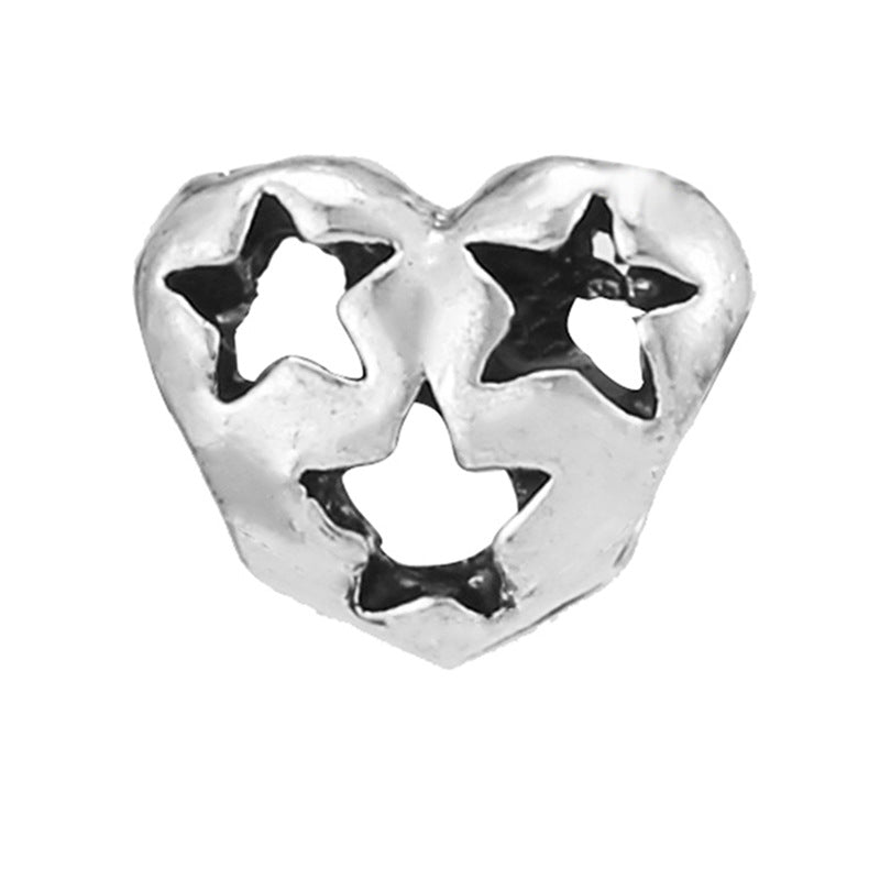 Alloy Large Hole Beads Hollowed Heart Shape Jewelry Accessories