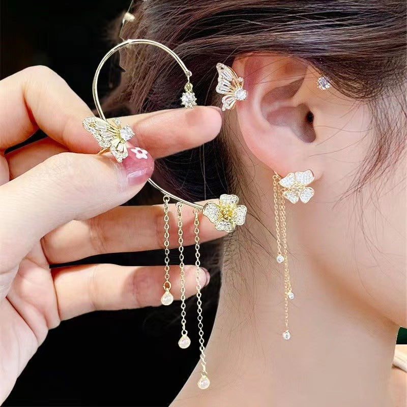 Niche Elf Butterfly Clip Light Luxury Earrings