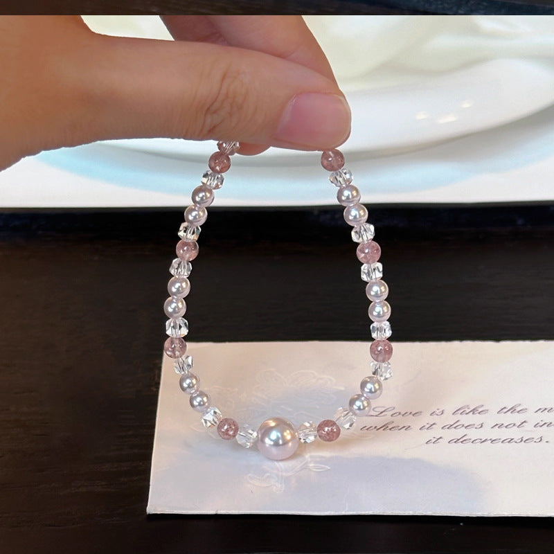 Rose Strawberry Pearl Light Luxury High-grade Female Crystal Bracelets
