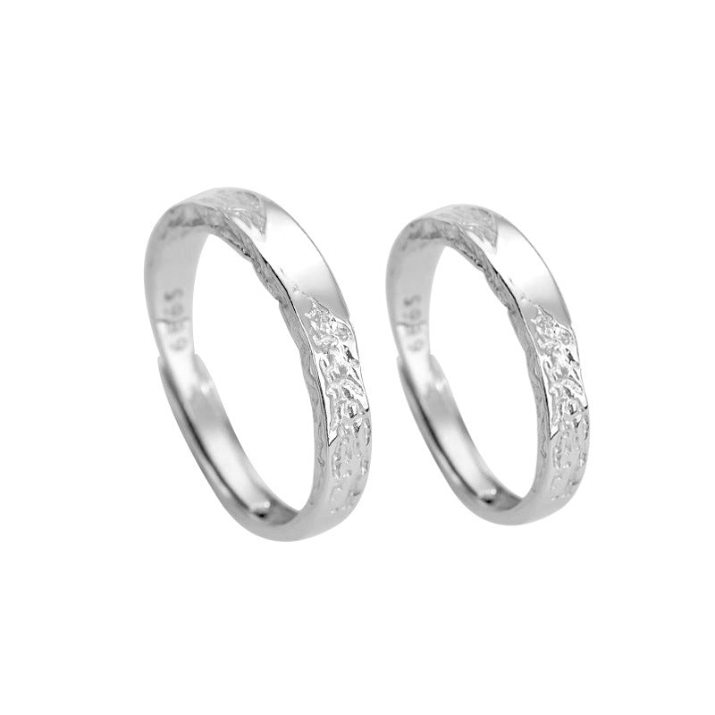 Sier Micro Lan Heart Couple Design Rings