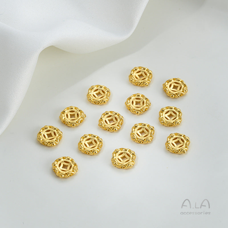Alluvial Gold Wheel Spacer Beads Copper Jewelry Accessories