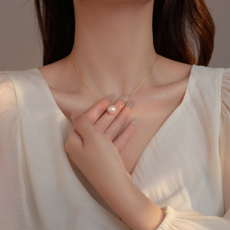 Shell Pearls Under Banyan Tree Perfect Circle Style Simple Powder Necklace