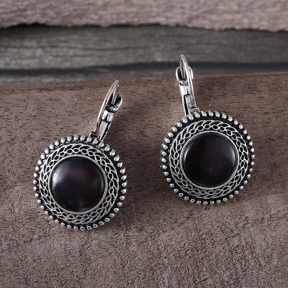 Fashion Bohemian Ethnic Style Inlaid Jewel Metal Alloy Retro Earrings