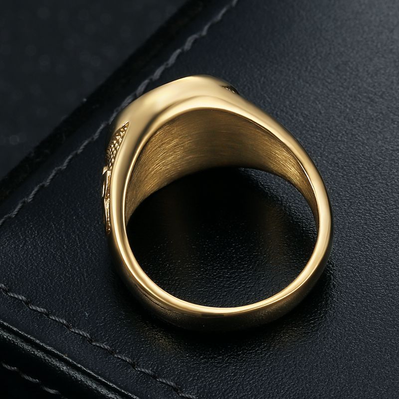 Men's Hip Hop Ear Stainless Steel Vacuum Gold Plated Horse Ring