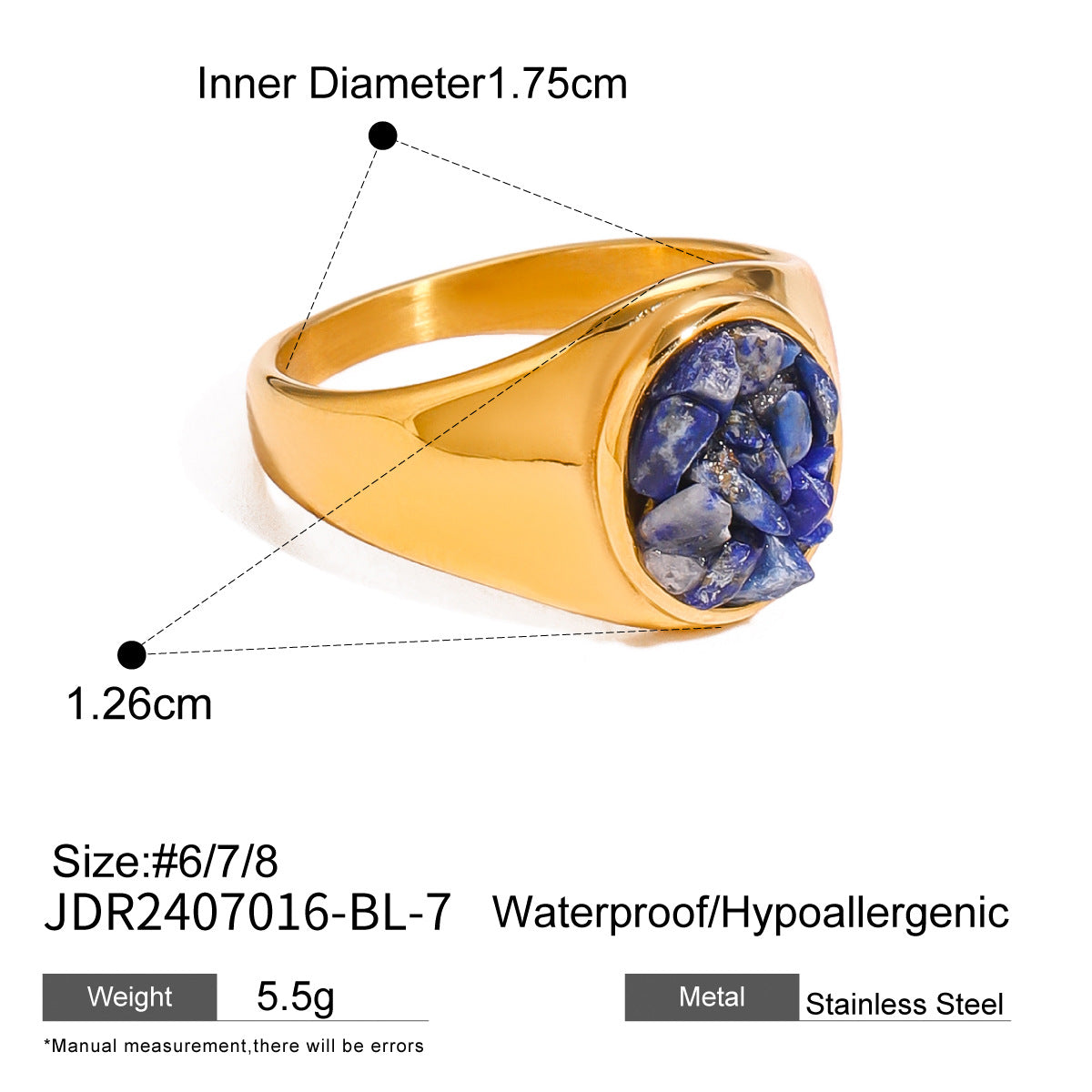 Ding Stainless Steel Natural Stone Eye-catching High-grade Titanium Rings