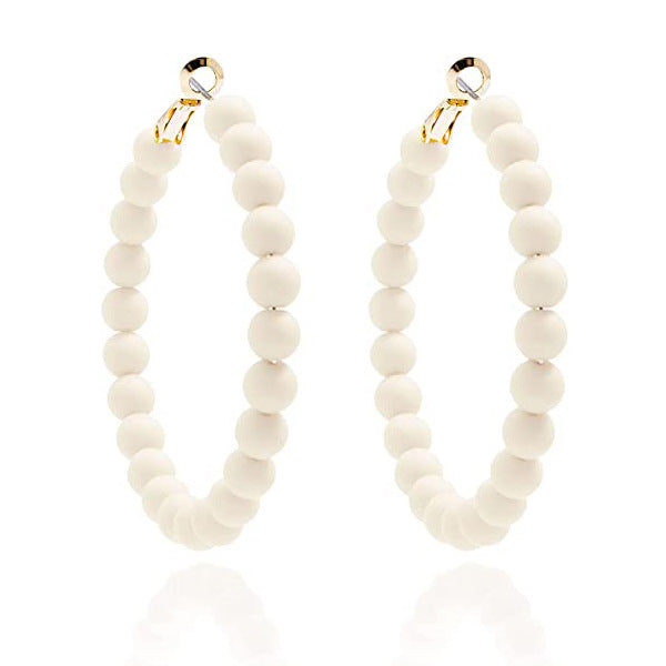 Women's Summer Colorful Acrylic Beads Round Bohemian Fashion Handmade Earrings