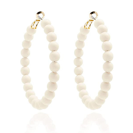 Women's Summer Colorful Acrylic Beads Round Bohemian Fashion Handmade Earrings