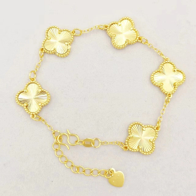 Women's Four-leaf Clover Gold-plated Carven Design Electroplated Imitation Gold Ethnic Style Bracelets
