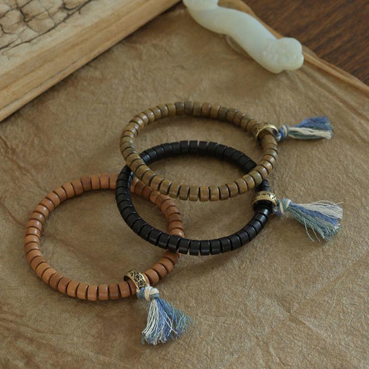 Women's & Men's Barrel Bead Blackwood Green Sandalwood Charm Good Bracelets