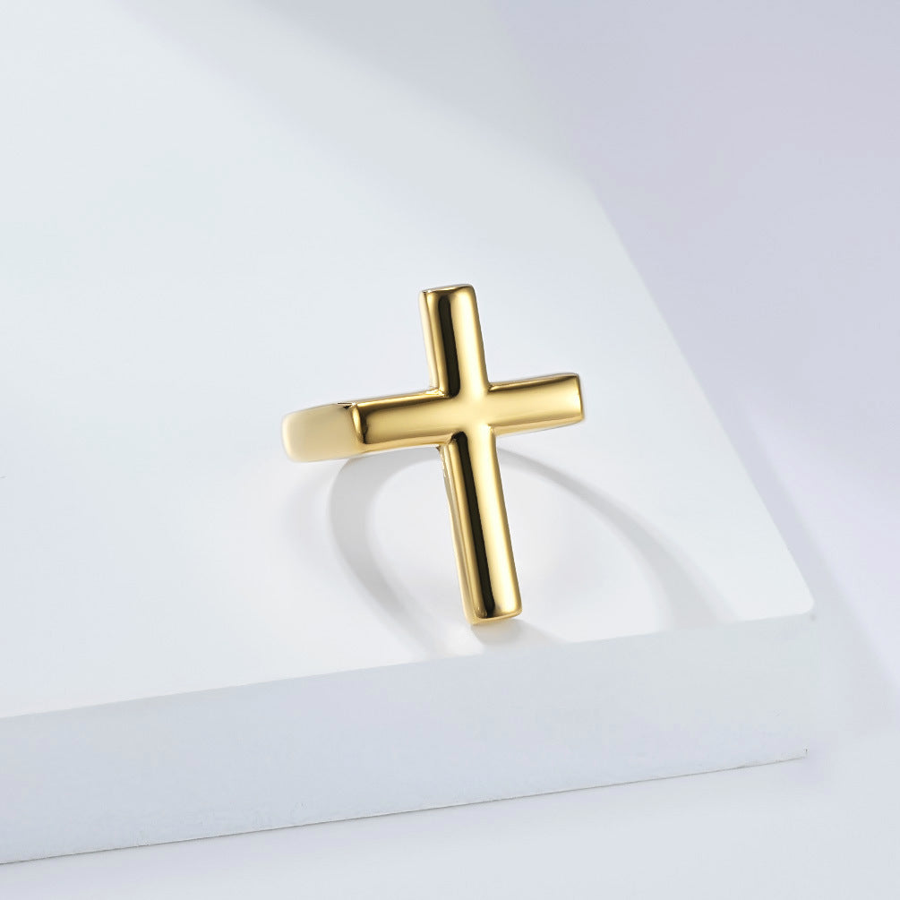 Men's Titanium Steel Cross Design Stainless Forefinger Rings