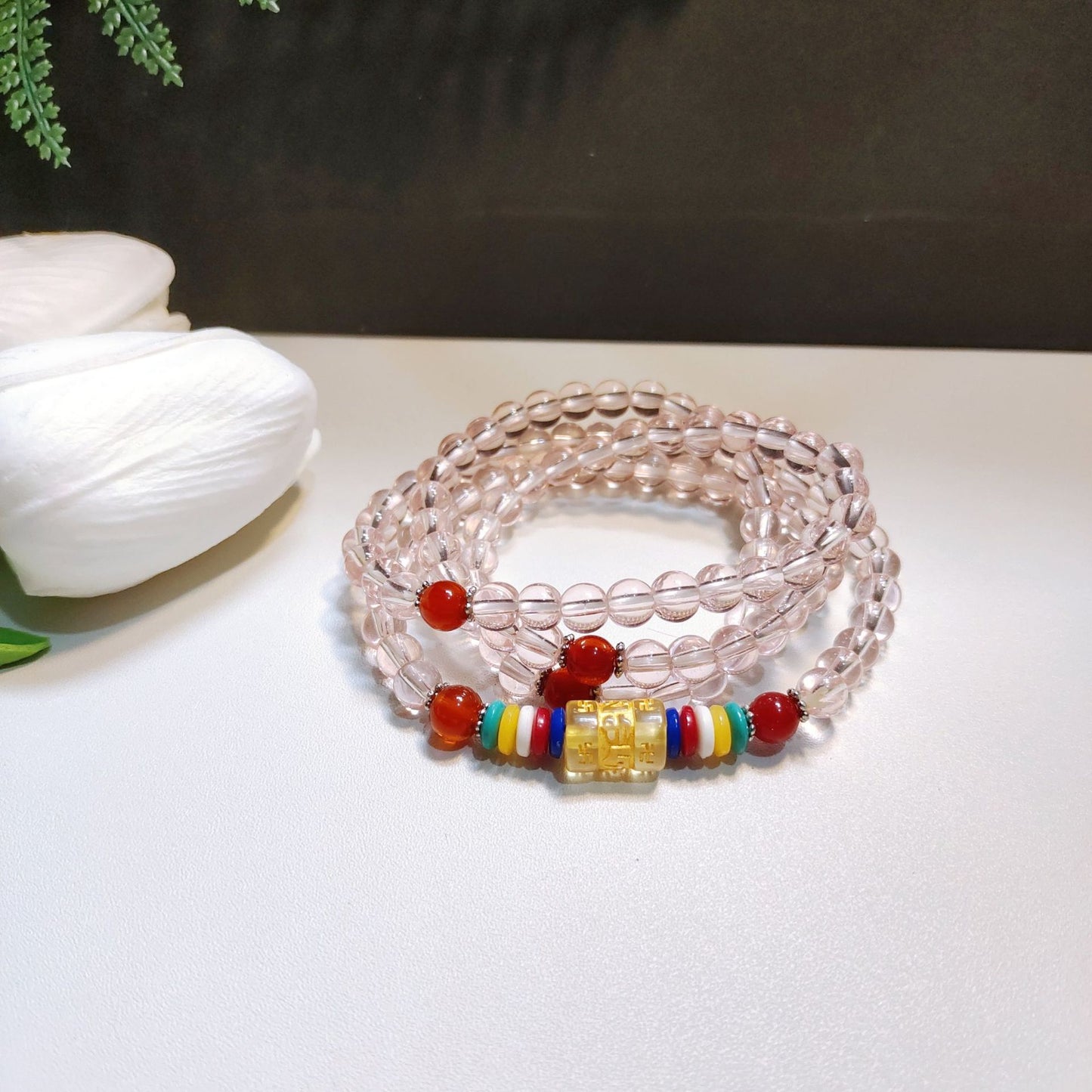 Women's & Men's Beads Four Circles Six Words Mantra Multi Gift Five Bracelet