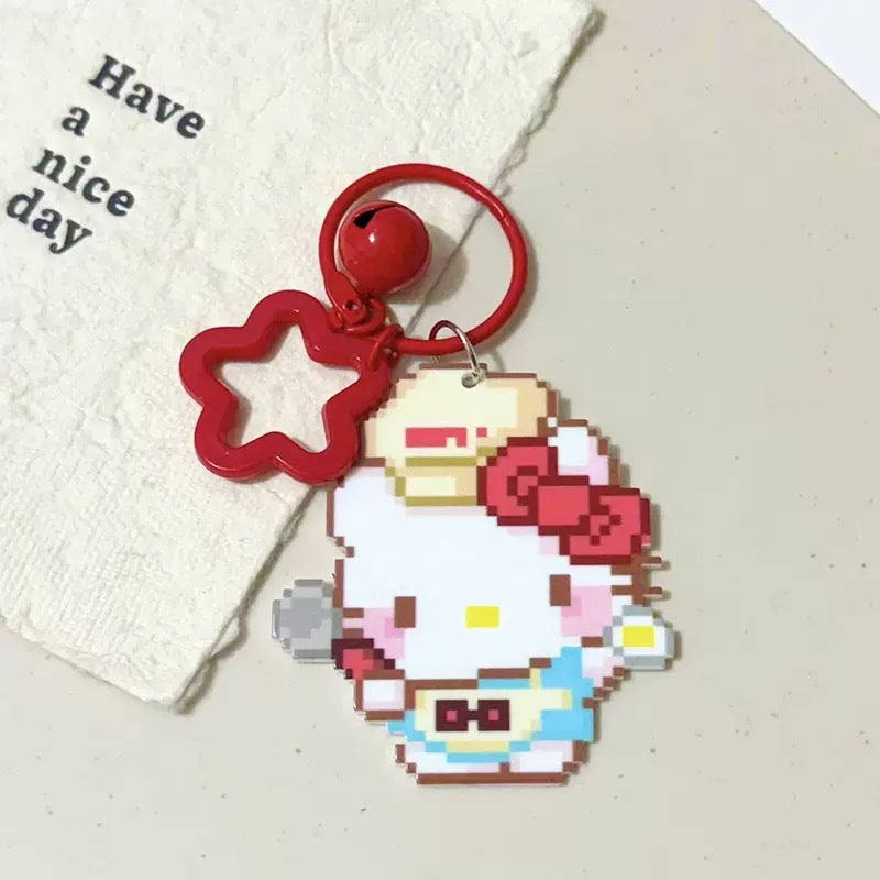 Pixel Cartoon Key Button Schoolbag Cute Acrylic Hang Decorations Hanging Ornaments
