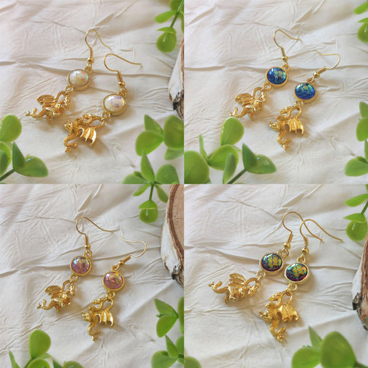 Women's Dragon Gift For Resin Scales Egg Role Play Earrings