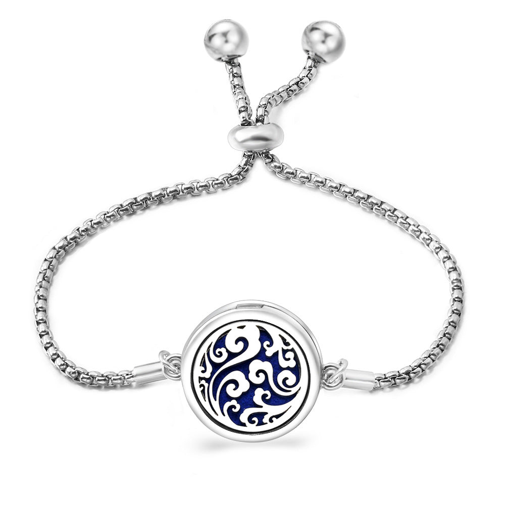Fashion Angel Wings Box Essential Oil Diffuser Stainless Steel Adjustable Bracelet