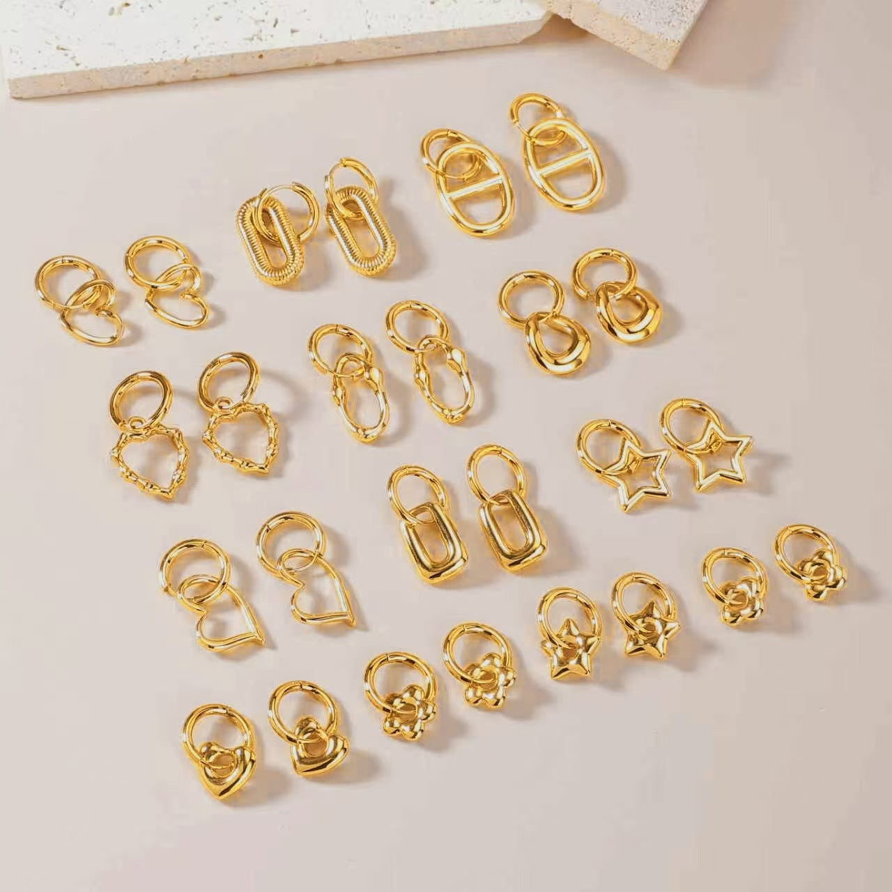 Women's Fashionable Stainless Steel Love Heart Flowers Eardrops Stud Earrings