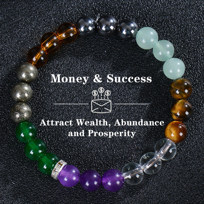 Natural Tigereye Citrine Malachite Beaded Wealth Bracelets