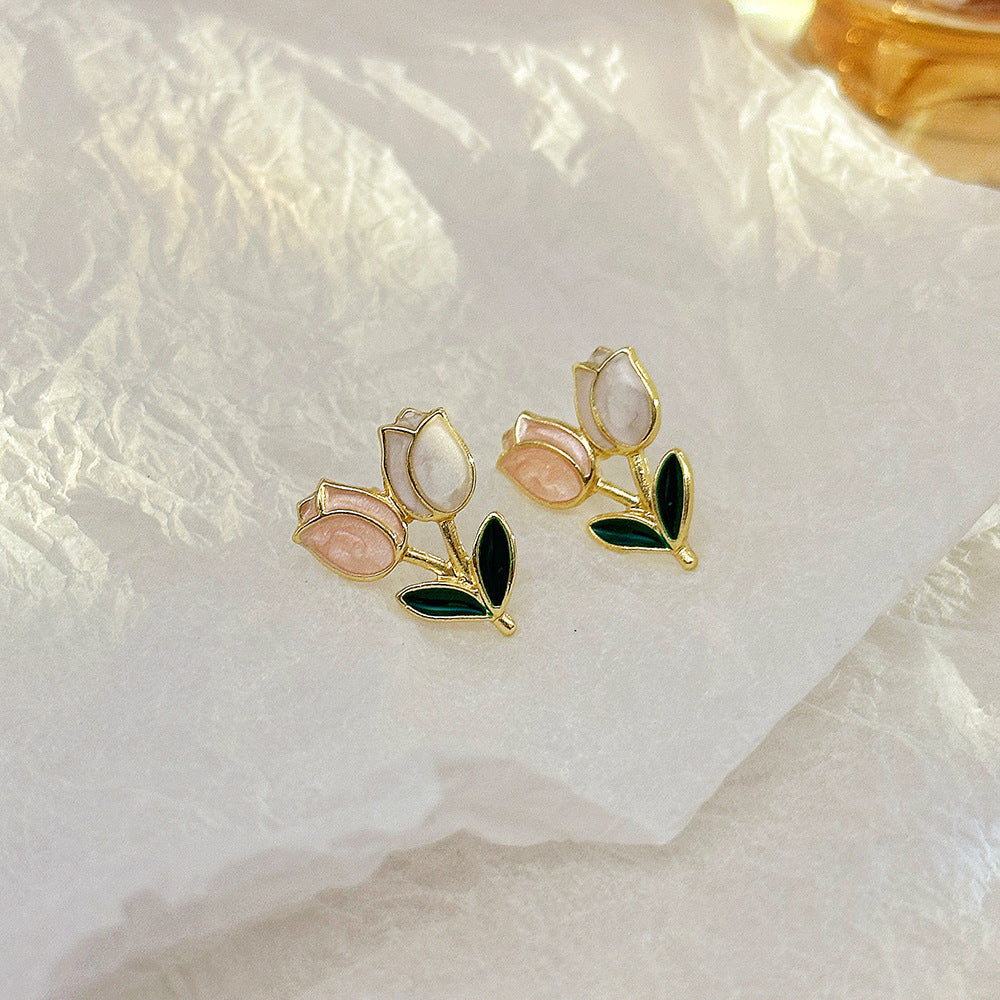 Inlaid Zircon Flower Elegant High-grade Pearl Earrings