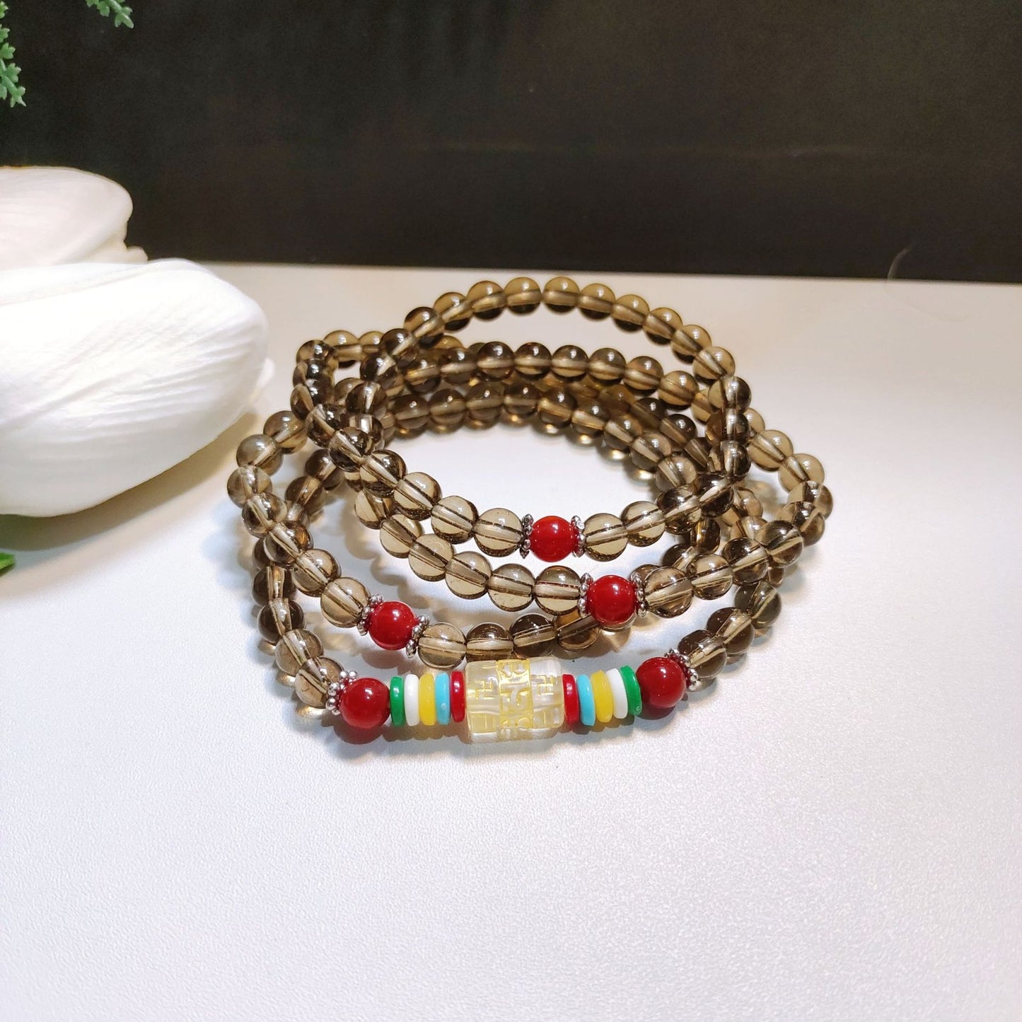 Women's & Men's Beads Four Circles Six Words Mantra Multi Gift Five Bracelet