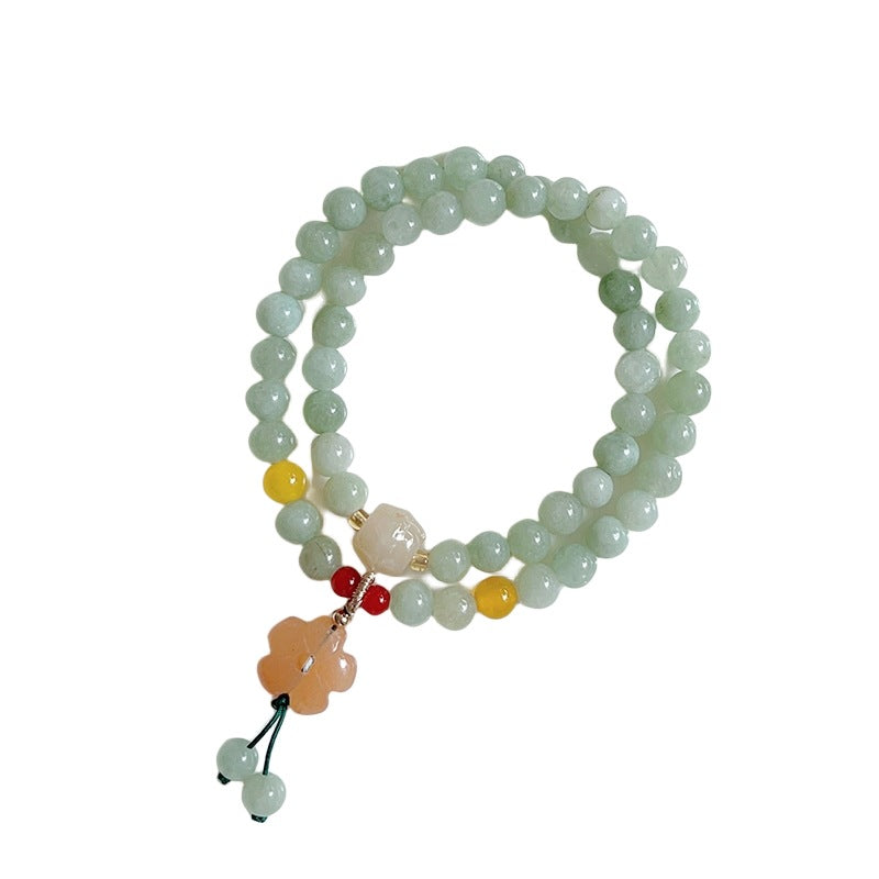Jade Flower Female Chinese Retro Style Multi Ornamental Bracelet