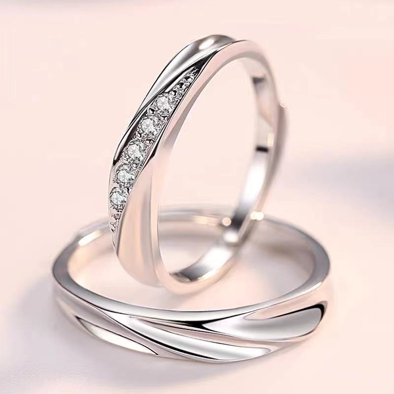 Sier Couple Simple Opening Pair Of Rings