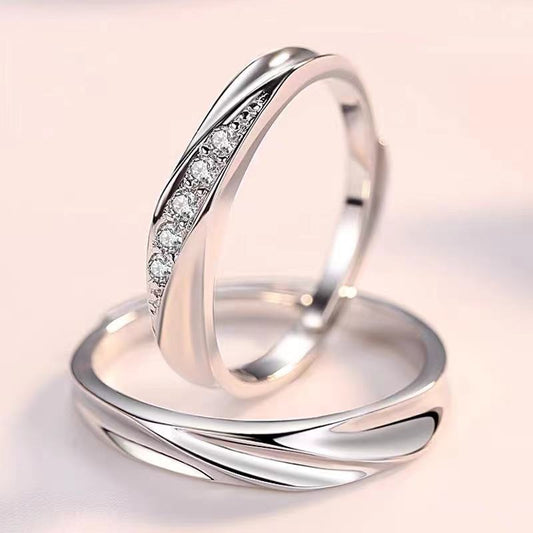 Sier Couple Simple Opening Pair Of Rings