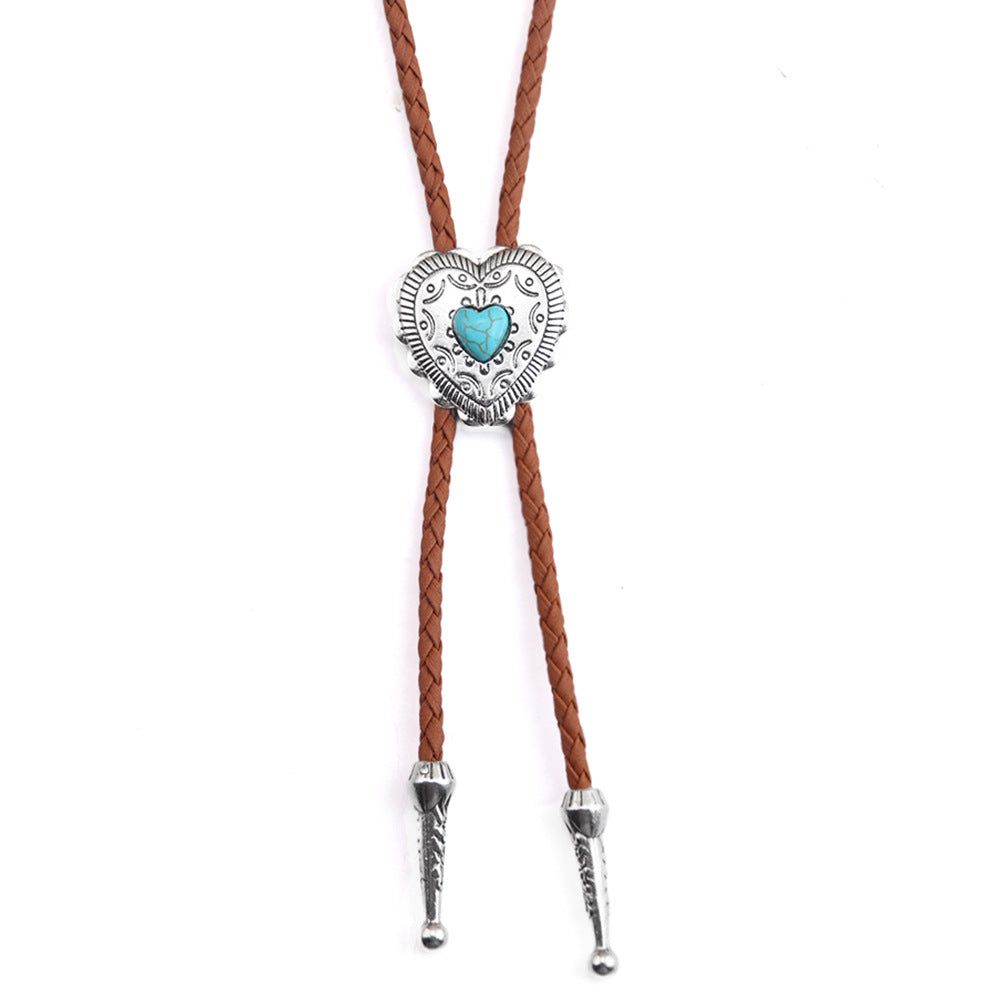 Fashion Personality Love Blue Turquoise Leather Necklaces