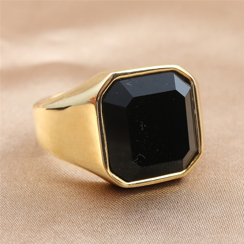 Men's Steel Gemstone Retro Trendy Personality Punk Rings