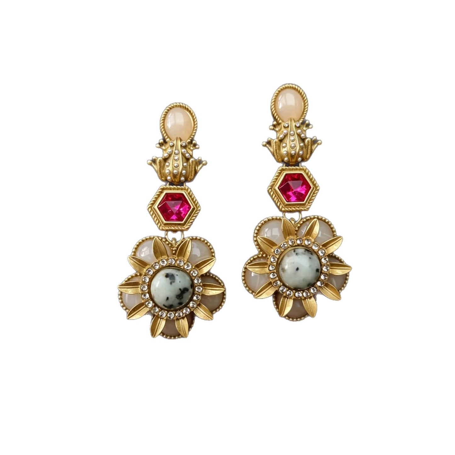 Flower Palace Style Retro Minority Simple Natural Stud Earrings