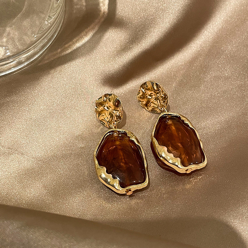 Women's Needle Resin Irregular Personality Retro Style Geometric Earrings