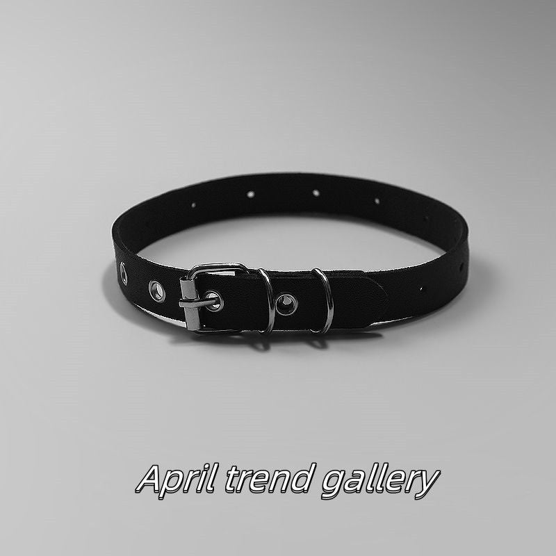 Punk Flat Buckle Leather Simple Rock Choker Belts