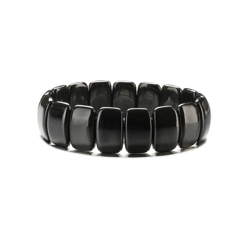 Men's Haematite Elastic String Retro Personalized Beaded Bracelets