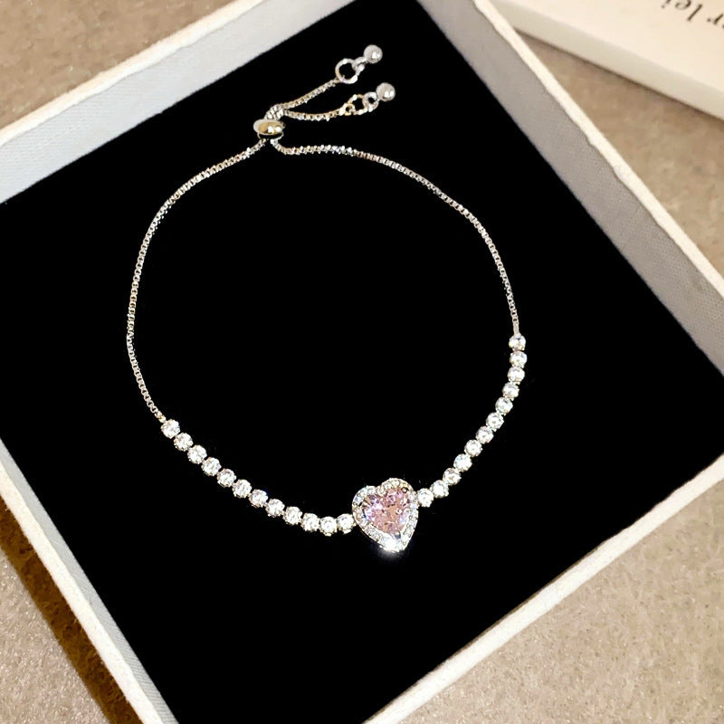 Women's Delicate Heart Zircon Adjustable Light Luxury High Sense Design Niche Bracelets