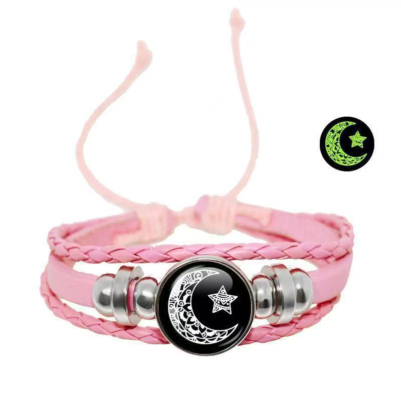 Women's & Men's Sun Moon Lovers Couple Leather Woven Bracelets