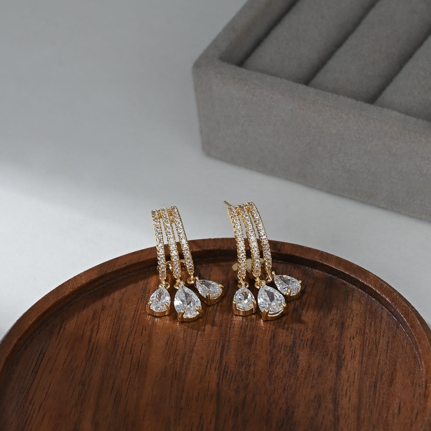 Women's Micro Inlaid Zircon Personalized High-grade Drop Ear Exquisite Light Stud Earrings