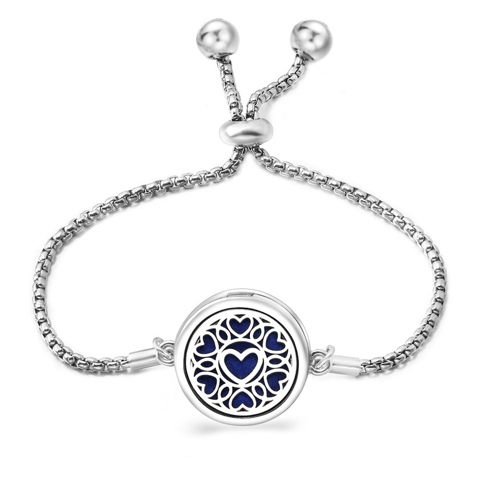 Fashion Angel Wings Box Essential Oil Diffuser Stainless Steel Adjustable Bracelet