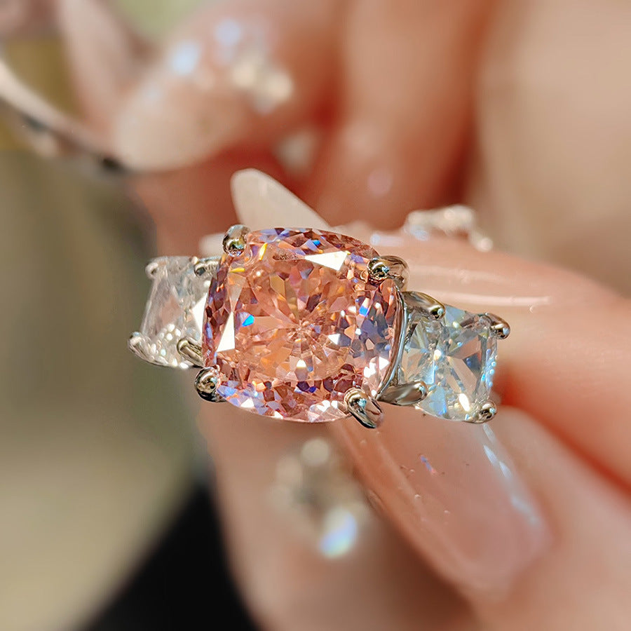 Women's Luxury Fashion Versatile Pink Diamond Purple Jewelry Set